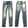 Designer Mens Purple Jeans Hip-Hop Fashion Zipper Hole Wash Pants Retro Torn Fold Ing Men's Motorcycle Riding Cool Slim Pant Sky Blue 101