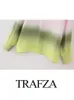 Robe deux pièces TRAFZA Ensemble de jupes imprimées pour femmes Chemise à manches longues Revers Tie-Dye Blouse Tops Taille haute Jupes plissées Femme Streetwear Ensembles 230728
