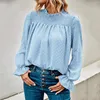 Kvinnor BLOUSES 2023 Autumn Solid Chiffon For Women Fashion Shirts Lady Casual Ruffle Collar Long Sleeve Elegant Tops