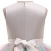 Flickans klänningar Baby Girls Unicorn Tutu Dress Pastell Rainbow Princess Girls Birthday Party Dress Children Halloween Unicorn Perform Costume 230729