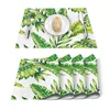 Bordslöpare 4/6st Set Mats Banana Leaf Green White Fresh Printed Thevin Kitchen Accessories Home Party Decorative Placemats