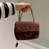 2023-WOMENS MINI SUEDE RAB CEOMTED CEALTED LEATHER CLASSIC Diamond Gold Hardware Chain Crossbody Wallets Coins Purse Pouch Pouch Pouch Resiles18/20cm