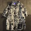 Женские блузки винтажные японские аниме -печати летняя химиза Femme шикарные женщины с коротким рукавом Y2K Harajuku Рубашки лацка