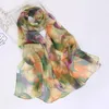 Foulards Plusieurs Couleurs Élégant Dégradé Couleur Rose Fleur En Mousseline De Soie Georgette Écharpe Femmes Foulard Feuille De Lotus Long Châle D'été Bandana