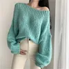 Kadın Sweaters Güney Kore'nin Sonbahar ve Kış Retro Batı Stil Tembel Gevşek Tek Omuzlu Korunma Kalın İplik Örme Kazak H1819