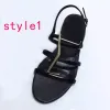 Yaz plaj sandal tasarımcı ayakkabı roman bayan sandalet moda deri bayanlar düz ayakkabı somunları metal düğmesi seksi ziyafet kadın ayakkabı büyük boyut 35-41 us4 = us10 ile b