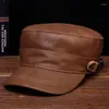 Ball Caps HL108 Men's Genuine Leather Men Baseball Cap Hat Solid Adjustable Hats With 5 Colors