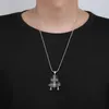 Fashion Trend Pendant Necklace Cross Male Fashion European and American Personality Retro Thai Silver Letter Round Bead Necklace