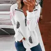 Gym Clothing Women's Printed Fashionable Casual Long Sleeved Zippered Lapel Sweater Graphic Hoodies Women