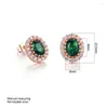 Kolczyki dla kobiet klasyczny styl okrągły zielony crysatl cyrkonia Rose Gold Kolor Wedding Daily Gift Biżuteria E107
