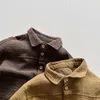 جاكيتات الأطفال كارديجان معطف القطن طويل الأكمام قميص ألوان صلبة كوريا اليابان النمط الربيع الخريف فتيات الفتيان غير رسمية فضفاضة 230728