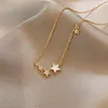 Colares com Pingente Moda Cor Dourada Zircão Estrela Para Mulheres Coreano Simples Estrelas de Cristal Clavícula Colar Corrente Jóias Presente