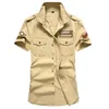 Chemises décontractées pour hommes Chemise militaire d'été hommes coton à manches courtes armée mâle Air-Force tactique Badge Chemise Homme