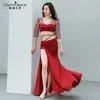 Scene Wear Belly Dance Performance Dress Senior Satin Bra Long Kjol 2st For Women Bellydance Competiton Costum Oriental Outfit