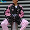 Женские куртки yiciya Jacket Bomber Женщины зимняя верхняя одежда негабаритная печать y2k винтажные университетские бейсбольные куртки гонки американская куртка топ 230728