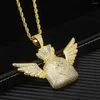 Pendant Necklaces Dollar Bag Necklace Men Iced Out CZ Chain Hip Hop/Punk Gold Silver Color Charm Jewelry Gifts