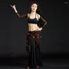 Scen Wear Belly Dance Costume Bling Sequine Hip Scarf Tribal Fringe Tassel Wrap Belt Solid Color Red Silver Golden