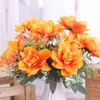 Decorative Flowers Silk Artificial Flower White Orchid Wedding Party Decoration High Quality Simulation Fake Bouquet Home Living Room Gift