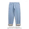 Männer Jeans Streetwear Winter Fleece Warm Baggy Koreanischen Stil Mode Lose Alle Match Breite Bein Hosen Klassische Männliche Denim hosen