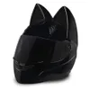 NTS-003 NITRINOS Marca capacete de motocicleta rosto inteiro com orelhas de gato Capacete de gato de personalidade Moda Capacete de moto tamanho M L XL XXL246t