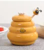 Storage Bottles Honey Pot Ceramic Beehive And Wooden Dipper Jar With Lid Stir Bar For Supplies Kitchen Accessories