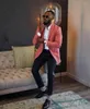 Мужские костюмы 2023 Дизайн моды Slim Fit Pink Hoat Blazer Business Wedding Costum