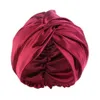 Bonnet Skull Caps 100 Double Bonnet de Couchage en Soie Couverture de Bonnet de Nuit pour Femmes avec Ruban Élastique Soins des Cheveux Longs 230729