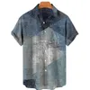 Camisas informales para hombre, camisa 2023, estampado de textura de lino, manga corta, verano, playa, Floral, botón, solapa, patrón superior