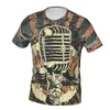 Camisetas masculinas com música ao vivo estampa de poliéster camiseta estampada artística lazer camisa fina especial masculina