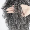 Zout en peper kleur kinky krullend grijs paardenstaart grijs haar voor zwarte vrouwen trekkoord clip in natuurlijke zilvergrijze opgestoken knot haarstukje 120g