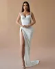 Glamourous Satin Sheath Wedding Dresses Spaghetti Wedding Dress Sweep Train Split robe de mariee bridal gowns