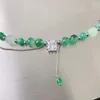 Chains Advanced Dark Green Jade Bead Necklace With Elegant Tassel Zircon Collarbone Chain And High-end Chinese Style Neck