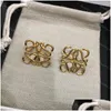 Stud Fashion Letters Earrings For Women Simple Earring Luxury Designer Jewelry Gold Aretes Men Earings With Box Designers Accessorie Dhpu2