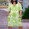 Casual Dresses Summer Women's Dress 3D High Definition Printed Top Light Green Pattern Beach Skirt 2023 Knee