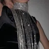 Костюмированные аксессуары Bling Diamante Metal Tassel Chode -Chair Chodeable Choker Посмотрите через Hollow Out Top Top Party Night Club 253T