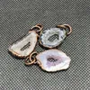 Colares com pingente ágata natural geode vintage forma livre fatia de ônix galvanizado antigo bronze colar pedra druzy encantos DIY acessórios