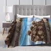 Couvertures en peluche jeter velours canapé couverture Camping léger Couple enfant Double décoration de la maison couette personnalisée mignon loutres de mer genou