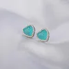 Boucles d'oreilles pendantes Paraiba Love 925 trésor coloré émeraude coeur de pêche bijoux de commerce électronique transfrontalier petit frais