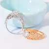 Cluster Rings Women's Classic Gold-Plated Zircon Ring High-Quality Handmade Jewelry Birthday Party Gifts To Friends