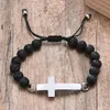 Strand Man Armband Kruis Urn Lava Armbanden As Kralen Armband. Crematie Memorial sieraden