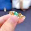 Cluster Ringen Natuurlijke Smaragd Ring S925 Sterling Zilver Luxe Fijne Charmante Bruiloft Sieraden Dames MeiBaPJ FS