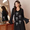 Etnische kleding Black Flare Sleeve Diamond Dress Midden-Oosten Dubai Womens Hooded Abaya Turkije Vestidos Largos Avondjurken