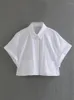 Koszule damskiej bluzki dla kobiet 2023 High Street Fashion Troamped Shird z krótkim rękawem z łatką kieszenie na guziki swobodne lato