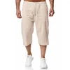 Män shorts hud-touching enkla ben lösa sommarbyxor mjuka avslappnade byxor fickor streetwear