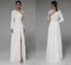 Simple élégant étage longueur appliques robes De mariée 2023 blanc robe de mariée fête pour mariée à manches longues taille personnalisée Vestidos De Noiva