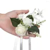 Decoratieve Bloemen Tak Pin Trouwjurk Accessoire Prachtige Bruid Pols Bloem Bloemen Polsbandje Rose Corsage Bruidegom Broche