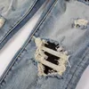 Herren Jeans High Street Fashion Männer Retro Hellblau Elastisch Slim Fit Destroyed Ripped Patch Designer Hip Hop Marke Hosen