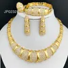 Wedding Jewelry Sets Latest Dubai Gold Color Jewelry Sets Luxury 18K Gold Plated Women Necklaces Earrings Ring Bracelet Wedding Party Accessories 230728