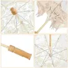 Parapluies Parapluie Dentelle Parasol De Mariage Blanc Vintage De Mariée Coton Brodé Pographie Décoratif À La Main Clair Thé En Bois