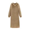 Kvinnors tröjor Kvinnor Long Dress 2023 Spring Autumn Kvinnlig stickad Pullover Bottom Trendy Hoodies Loose A1136